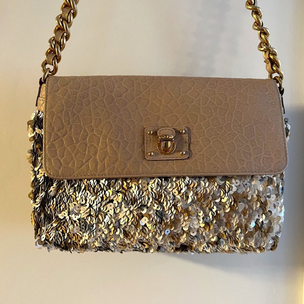 RARE one of a kind Marc Jacobs COLLECTION sequin + leather handbag